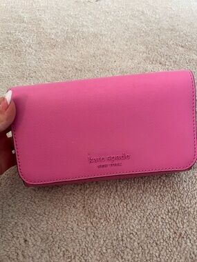 kate spade vibrant pink Saffiano flap wallet